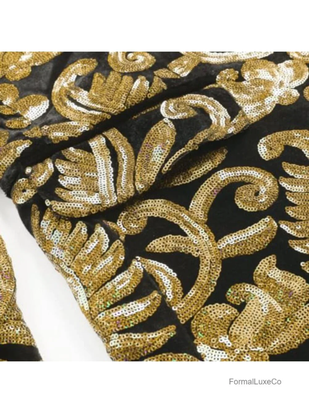 Men's Velvet Sequin Blazer Slim Fit Shawl Collar 1-Button Tuxedo Jacket Party